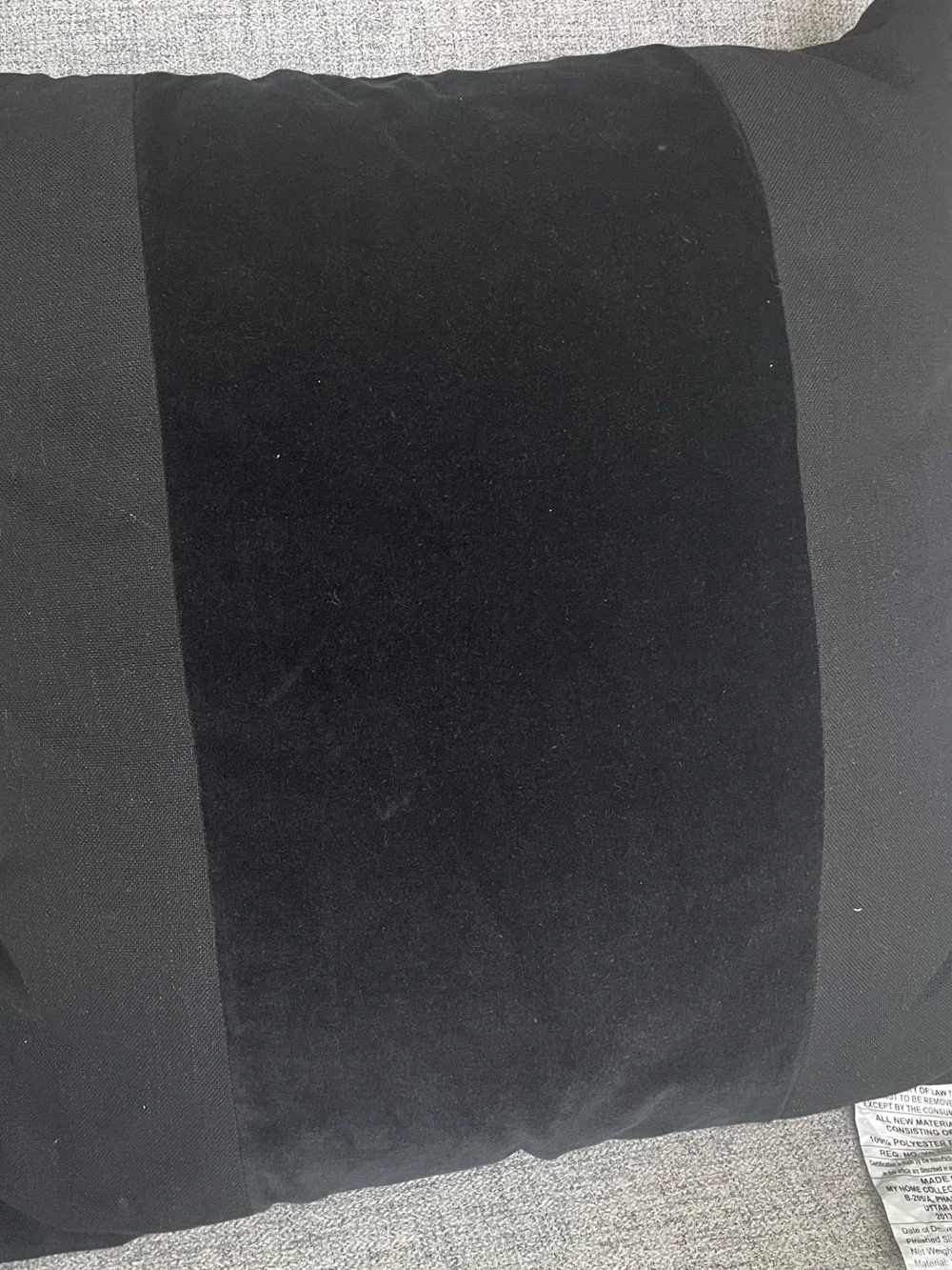 EUC Crosby St exclusively @Home Black Velvet Accent Pillow~#3 ~ 23&1/2” X 24”